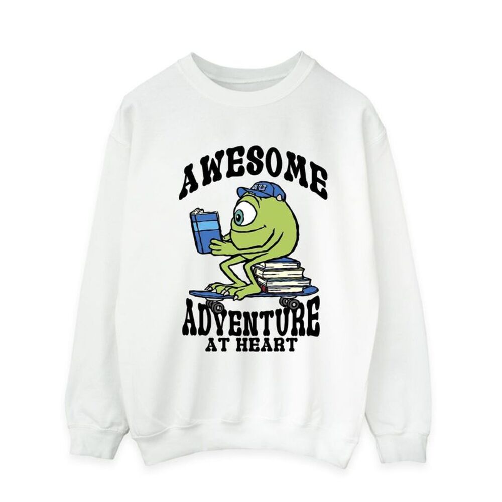 Monsters Inc Mens Reading Awesome Mike Wazowski Sweatshirt / White